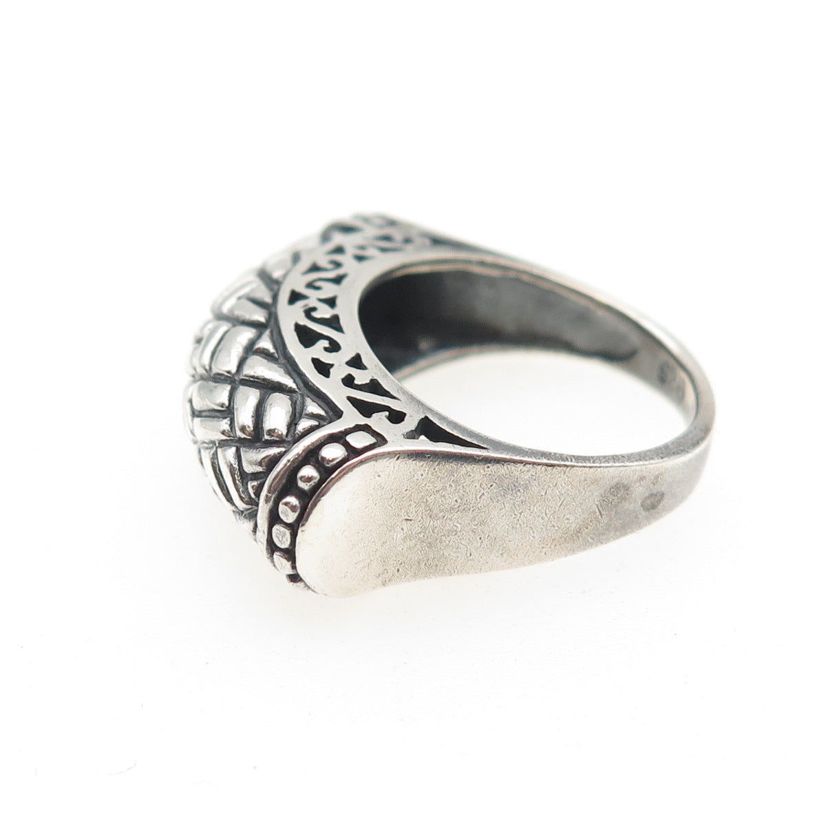 925 Sterling Silver Vintage Modernist Dome Bar Oxidized Ring Size 6