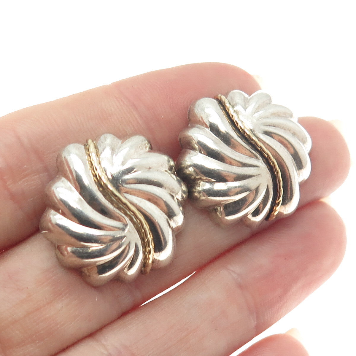 MICHAEL ANTHONY 14K Gold & 925 Sterling Silver Vintage Modenrist Earrings
