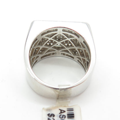 925 Sterling Silver Pave C Z Domed Ring Size 11