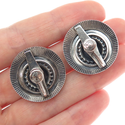 DANECRAFT Sterling Silver Antique Art Deco Beaded Oxidized Screw Back Earrings