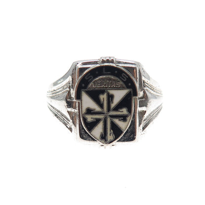 SK & F 925 Sterling Silver Antique 1899 Enamel St. Luke’s School Ring Size 8.25