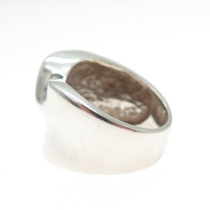925 Sterling Silver Vintage Modernist Overlap Ring Size 5.75