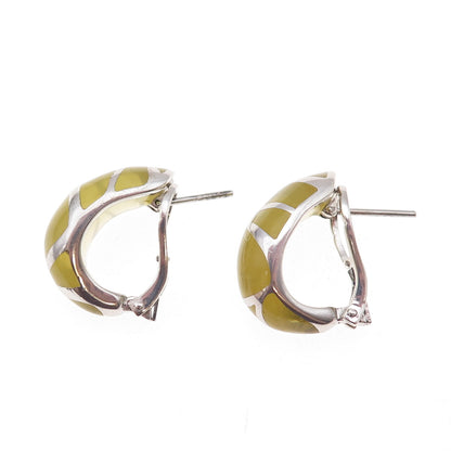 LLK Designs 925 Sterling Silver Vintage Enamel Modernist Omega Back Earrings