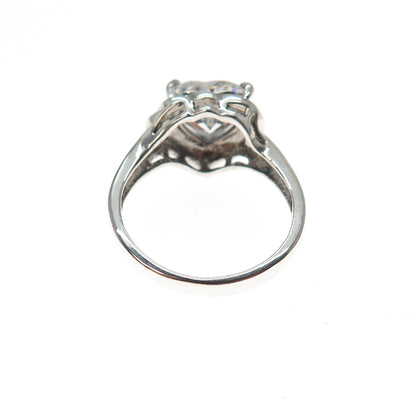 925 Sterling Silver Vintage Heart-Cut C Z Promise Ring Size 7.25