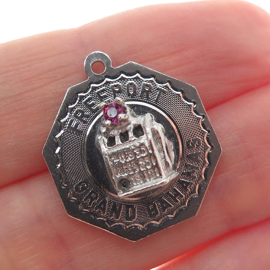 925 Sterling Silver Vintage Rhinestone Freeport Grand Bahamas Minimalist Pendant
