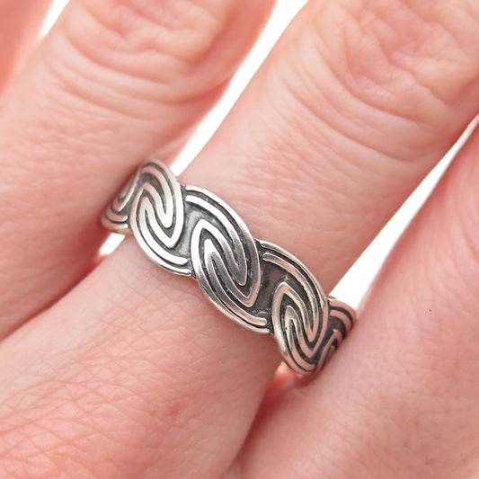 925 Sterling Silver Vintage Celtic Oxidized Band Ring Size 10.75
