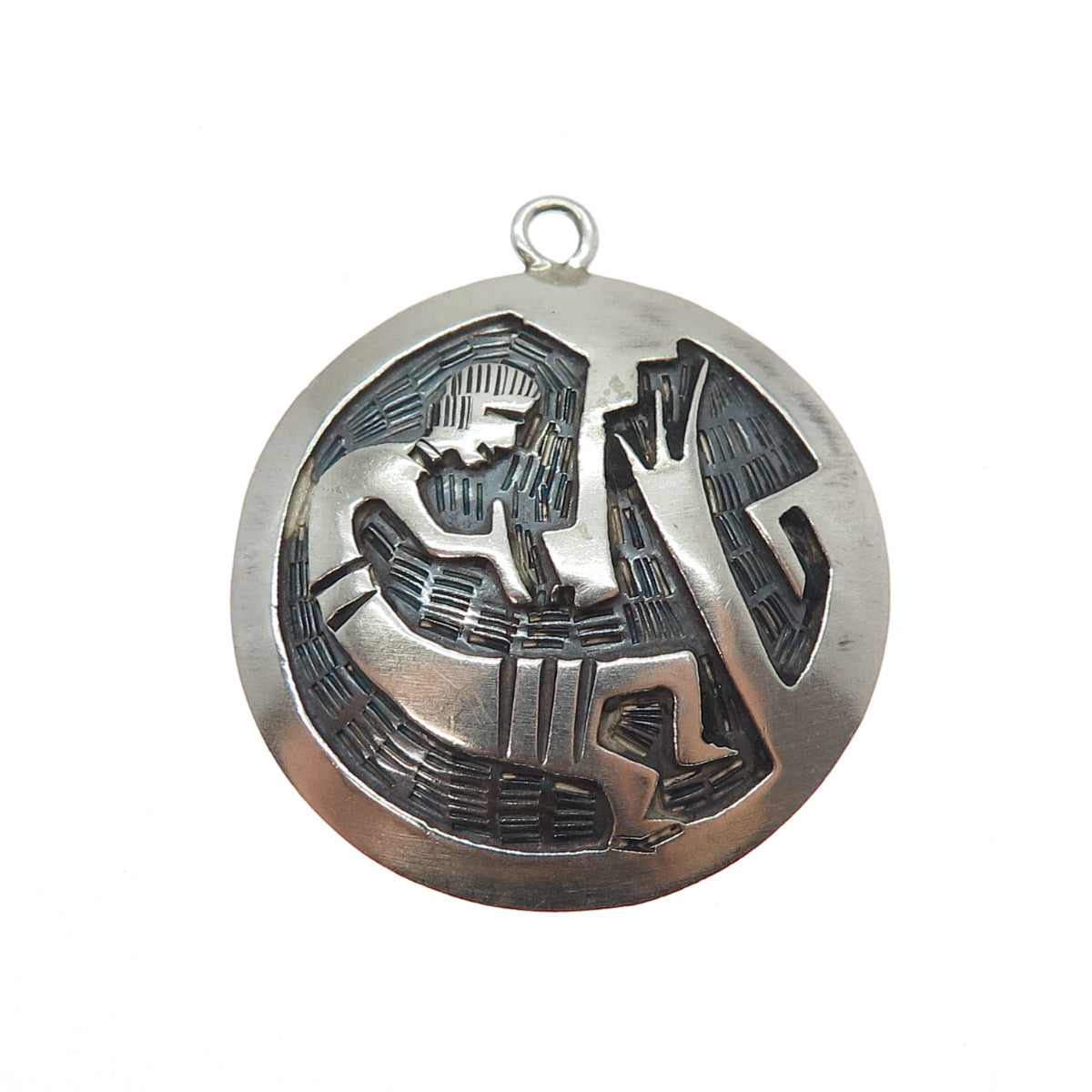 Old Pawn 925 Sterling Silver Vintage Southwestern Kokopelli Tribal Pendant
