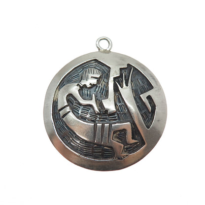 Old Pawn 925 Sterling Silver Vintage Southwestern Kokopelli Tribal Pendant