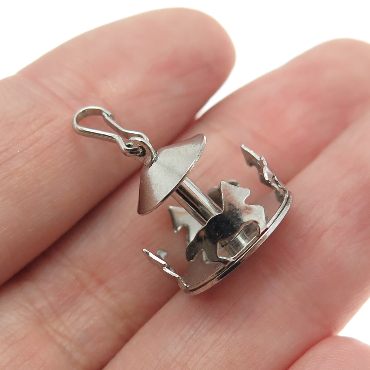 925 Sterling Silver Antique Art Deco Carousel 3D Pendant