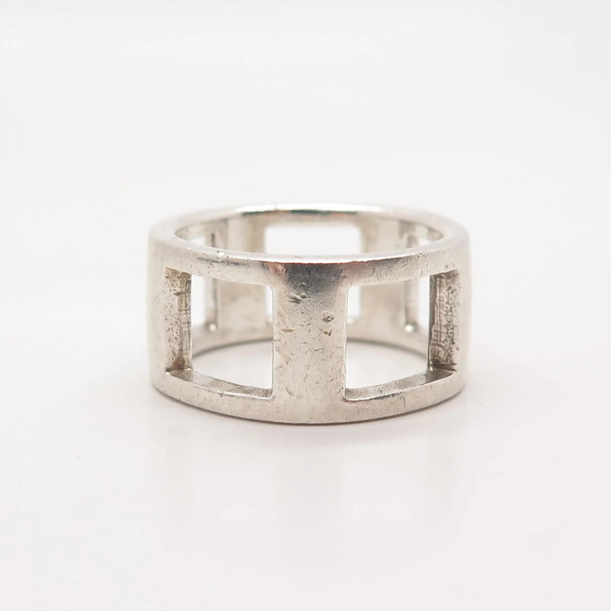 925 Sterling Silver Vintage SMW Open Band Ring Size 6.25