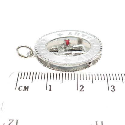 M&M 925 Sterling Silver Antique Art Deco Real Coral "Happy Anniversary" Pendant
