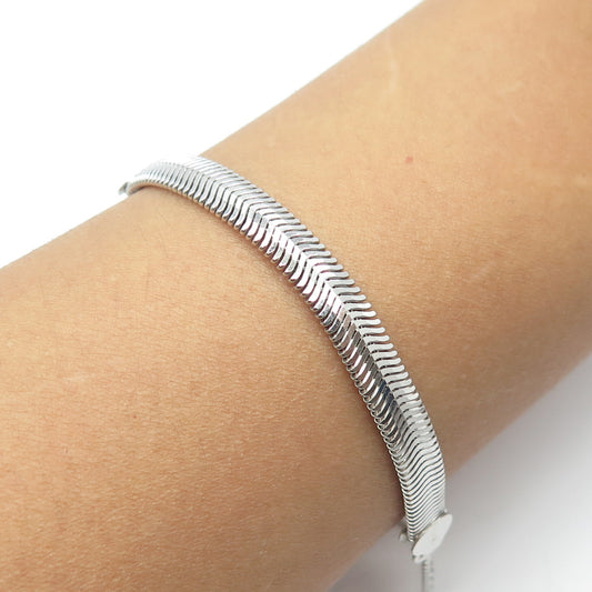 HAN 925 Sterling Silver Italy Herringbone Link Bracelet 8.75"