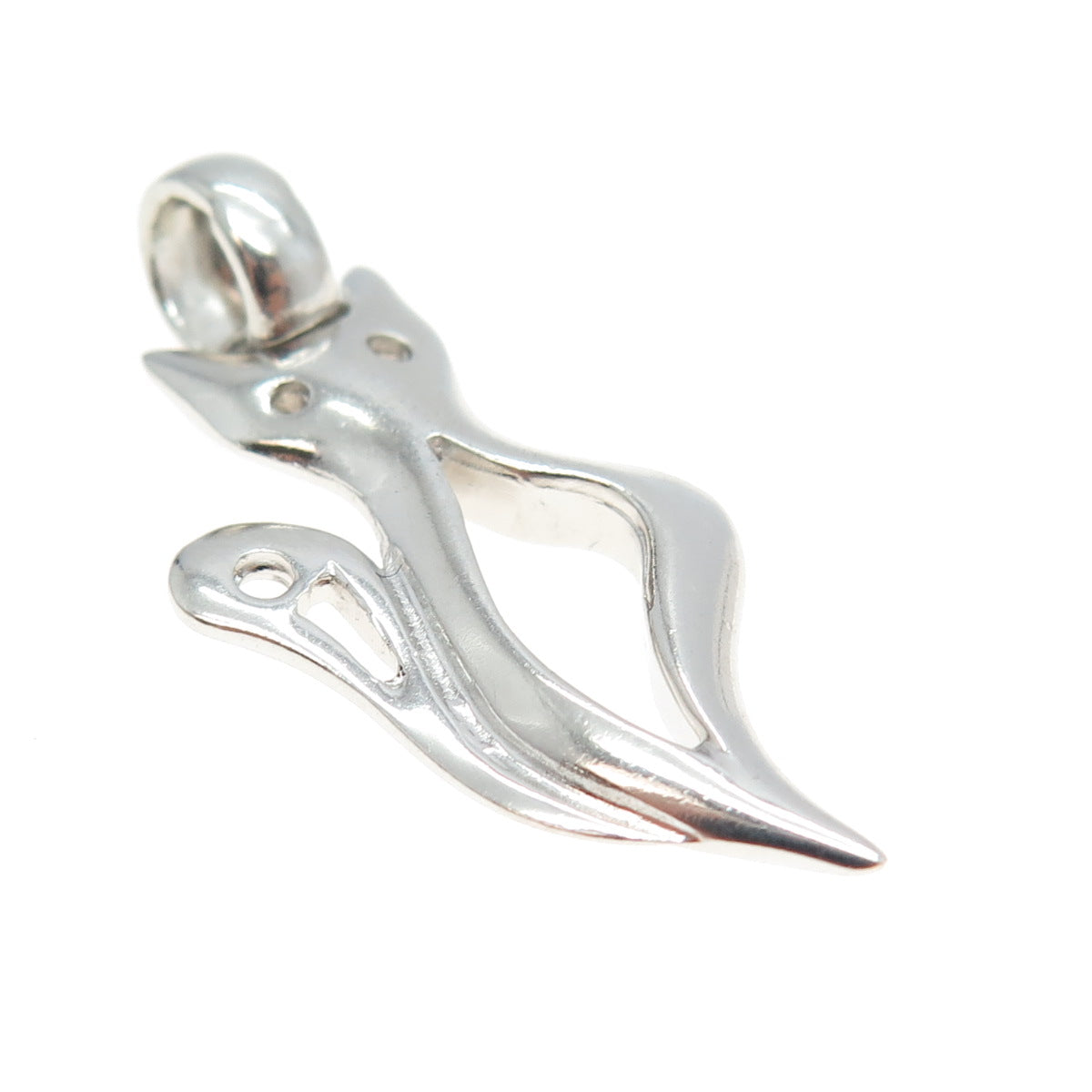 925 Sterling Silver Vintage Modernist Kitty Cat Charm Pendant