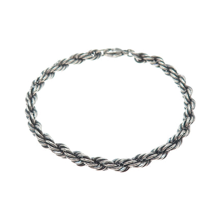 925 Sterling Silver Vintage Oxidized Twisted Rope Link Bracelet 7"