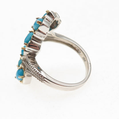 Chuck Clemency Sterling Silver 2-Tone Real Sleeping Beauty Turquoise Ring Size 8