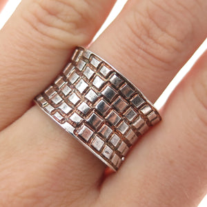 BOMA 925 Sterling Silver Vintage Geometric Oxidized Cigar Band Ring Size 7