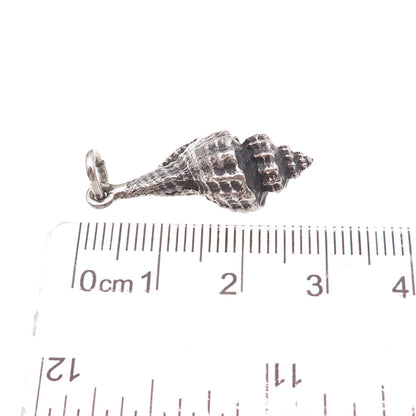 Parker 925 Sterling Silver Vintage Seashell Oxidized 3D Charm Pendant