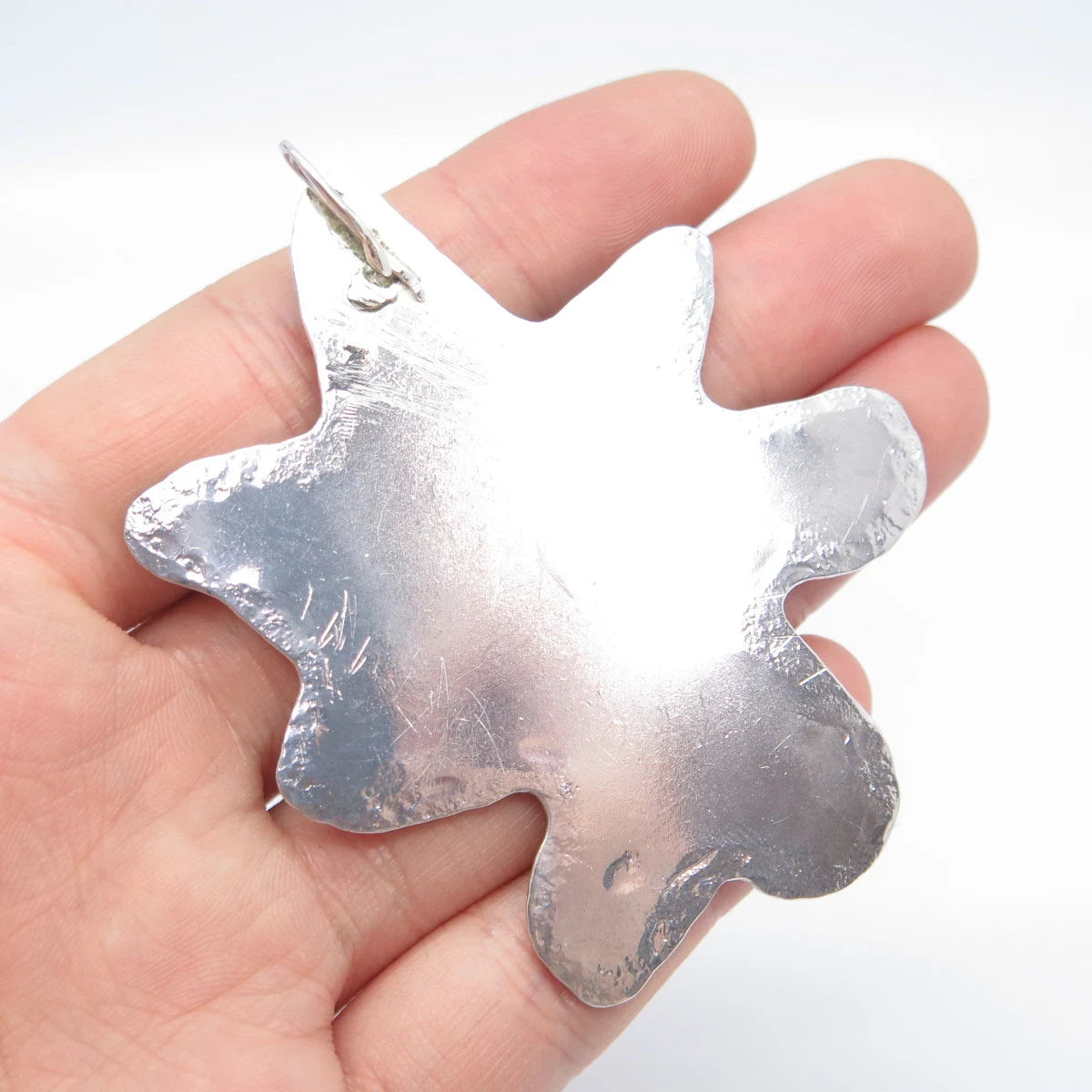 925 Sterling Silver Vintage Abstract Leaf Floral Slide Pendant