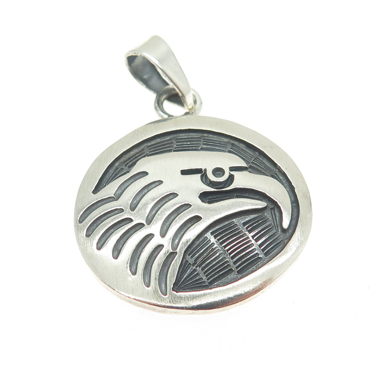 925 Sterling Silver Vintage Southwestern Native Eagle Round Pendant