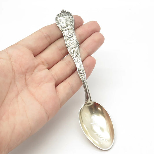 925 Sterling Silver Antique Art Deco Mechanics Co. Kansas States & Cities Spoon