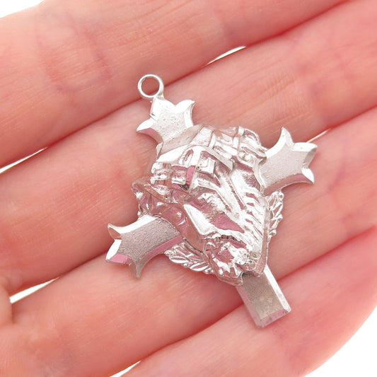925 Sterling Silver Vintage Jesus Cross Religious Charm Pendant