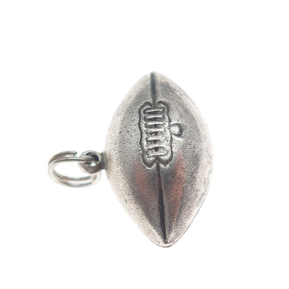 925 Sterling Silver Antique Art Deco Football Ball Oxidized 3D Charm Pendant