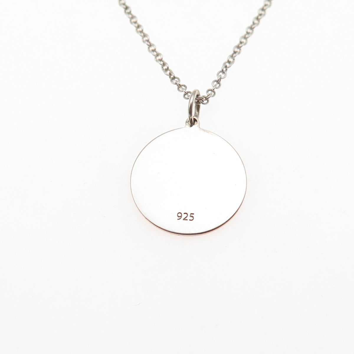 925 Sterling Silver Red Enamel Female Symbol Round Tag Cable Chain Necklace 18"