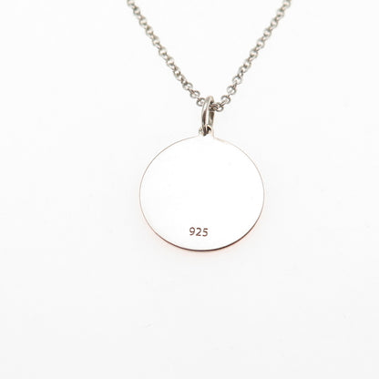925 Sterling Silver Red Enamel Female Symbol Round Tag Cable Chain Necklace 18"