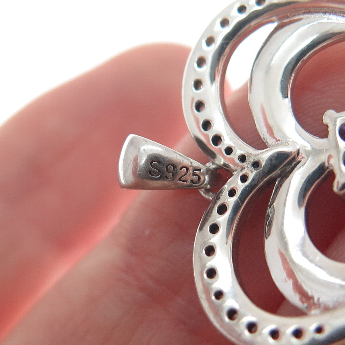 925 Sterling Silver Blue & White C Z "I Love You Forever" Heart Charm Pendant