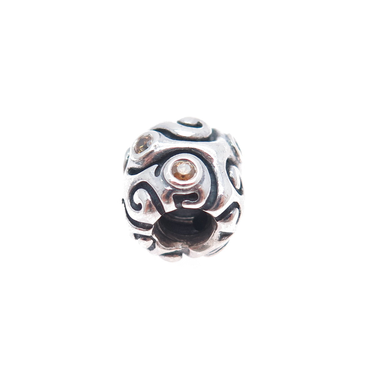 PANDORA 925 Sterling Silver Yellow C Z Day Dream Slide Bead Charm