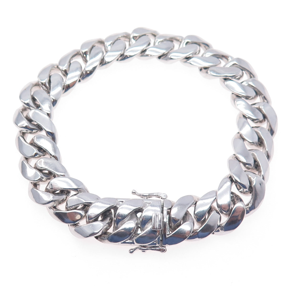 AMINOV 925 Sterling Silver Heavy 55.5g Hollow Cuban Link Bracelet 8.75"