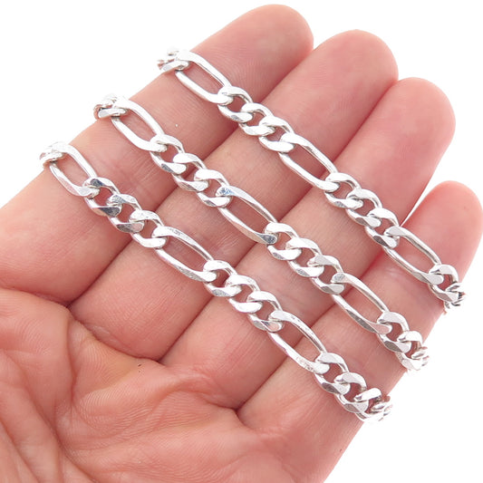 925 Sterling Silver Vintage Italy Figaro Chain Necklace 20"