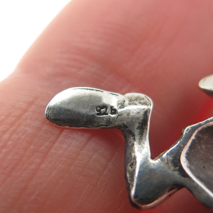 925 Sterling Silver Vintage Frog For Good Luck Oxidized Dangle Earrings