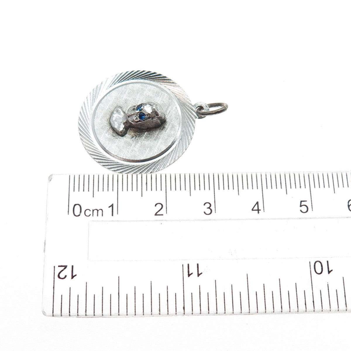 MARC MERCY 925 Sterling Silver Vintage Lab-Created Sapphire Boy Charm Pendant