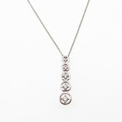 925 Sterling Silver Round-Cut C Z Graduated Drop Cable Chain Necklace 18"