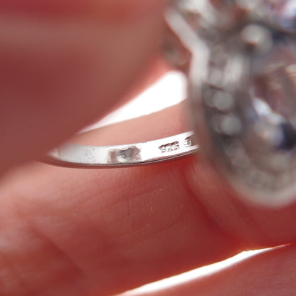 Chuck Clemency 925 Sterling Silver Real Tanzanite & White Topaz Ring Size 8.25