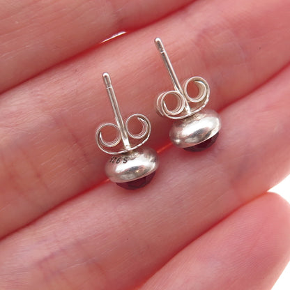 Pandora 925 Sterling Silver Real Red Garnet January Birthstone Stud Earrings