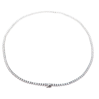 925 Sterling Silver Round-Cut C Z Tennis Chain Necklace 18"