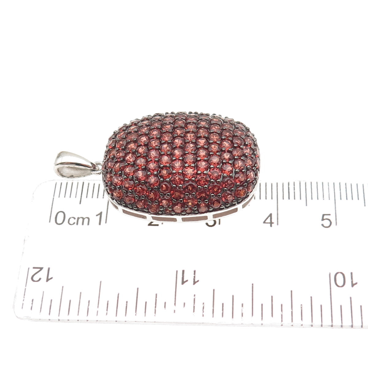 925 Sterling Silver Round-Cut Red C Z Charm Pendant