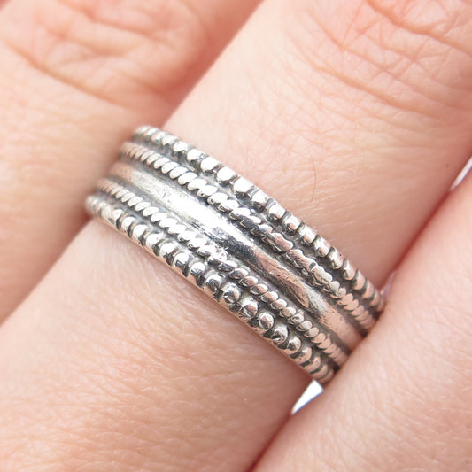 925 Sterling Silver Vintage Granulated Oxidized Band Ring Size 8.5