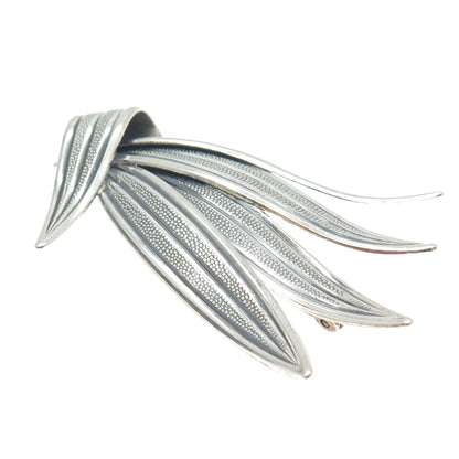 BEAU 925 Sterling Silver Vintage Palm Frond Leaves Pin Brooch