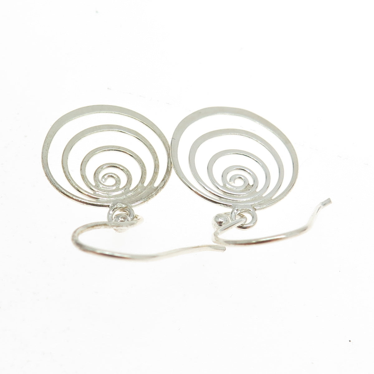 925 Sterling Silver Spiral Drop Dangling Earrings