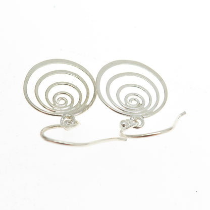 925 Sterling Silver Spiral Drop Dangling Earrings