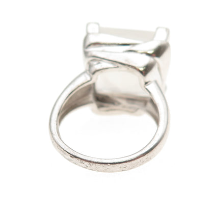 Michelle Albala 925 Sterling Silver Vintage Real Quartz Modernist Ring Size 6.25
