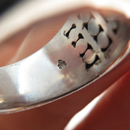 925 Sterling Silver 14K Gold Vintage Real Hematite Granulated Ring Size 7