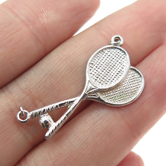 TRU-KAY 925 Sterling Silver Vintage Tennis Racket Centerpiece Charm Pendant