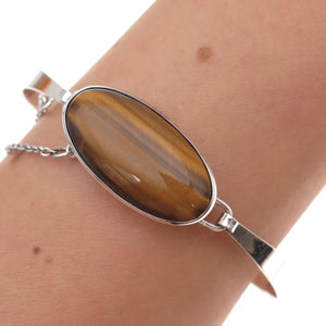 Kultasepat Salovaara 925H Sterling Vintage 1971 Finland Tiger Eye Bracelet 7"