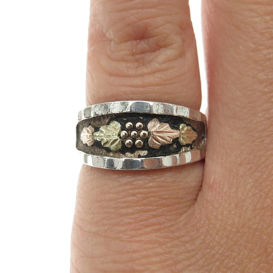 DAKOTA Designs 12K Multi-Gold & 925 Sterling Silver Vintage Floral Ring Size 5