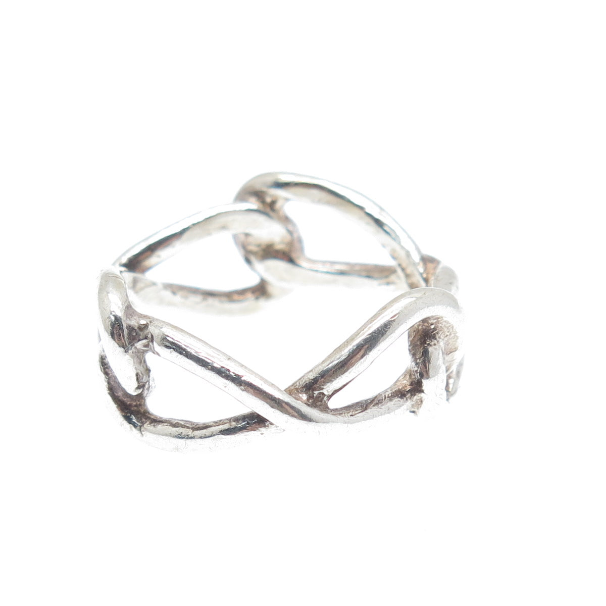 925 Sterling Silver Vintage Knot Modernist Band Ring Size 7