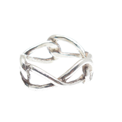 925 Sterling Silver Vintage Knot Modernist Band Ring Size 7